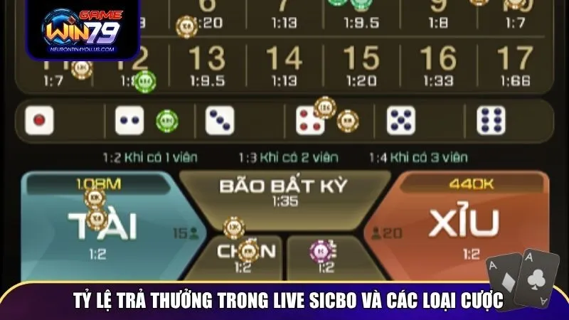 live sicbo 2 Tỷ lệ trả thưởng trong Live Sicbo